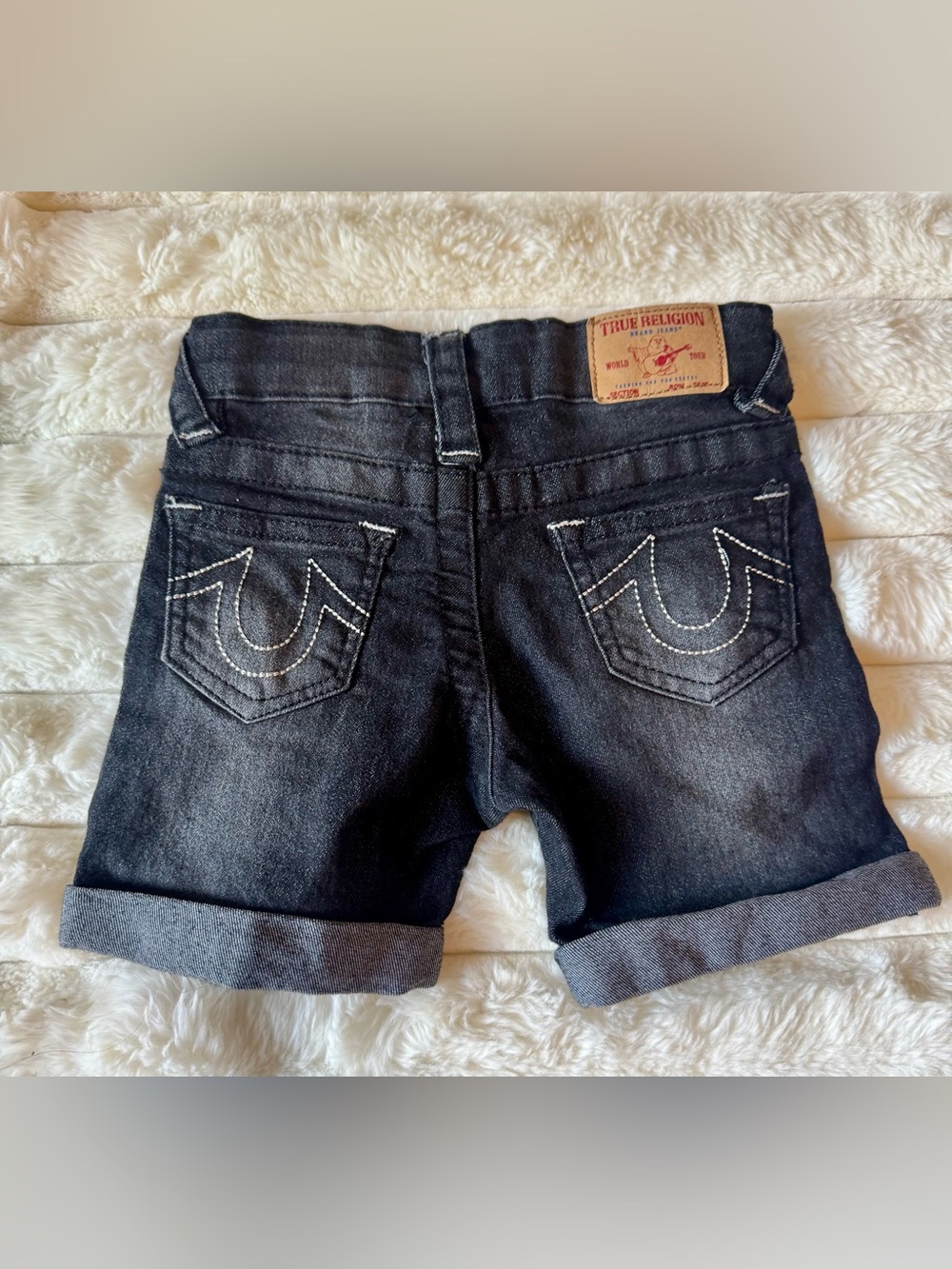 True Religion Baby Denim Jean Shorts. Black Size 18 Months. EUC.